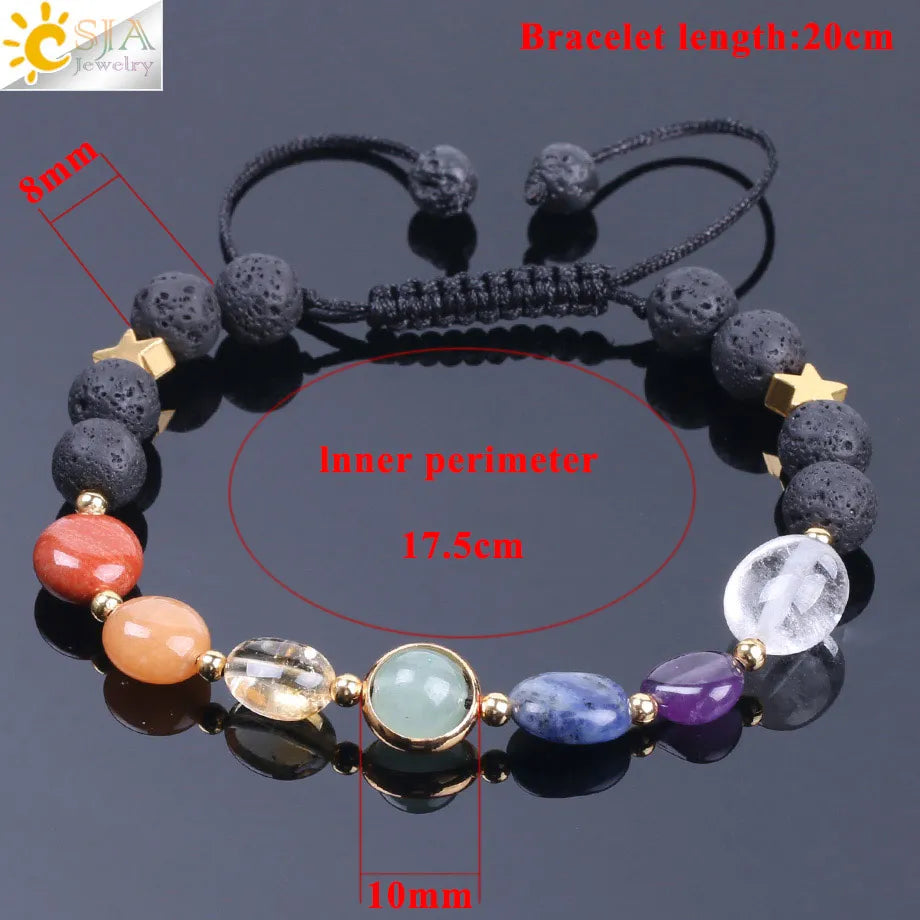 CSJA Natural Lava Rock 8MM 7 Chakra Bracelet Mixed Color Gems Stone Bracelets Crystal Quartz Sodalite Rope Chain Bangles F204 CSJA Natural Lava Rock 8MM 7 Chakra Bracelet Mixed Color Gems Stone Bracelets Crystal Quartz Sodalite Rope Chain Bangles F204